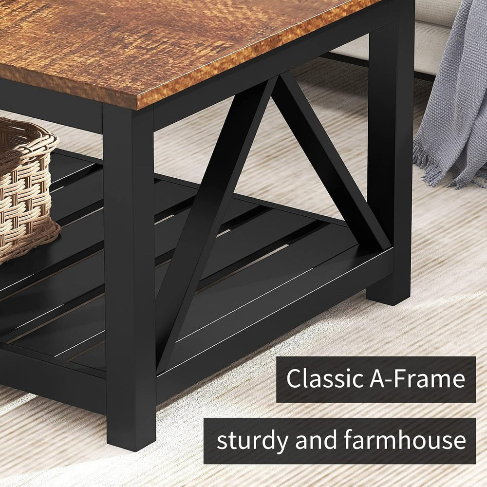 ChooChoo 40" Farmhouse Coffee Table with A-Frame Design for Living Room