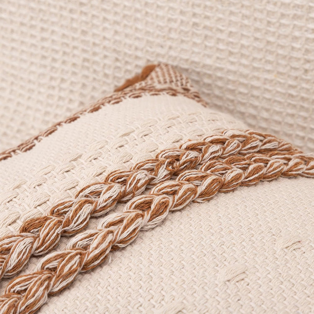 JoraLion Boho Accent Lumbar Pillow Cover 14x36 inch Brown