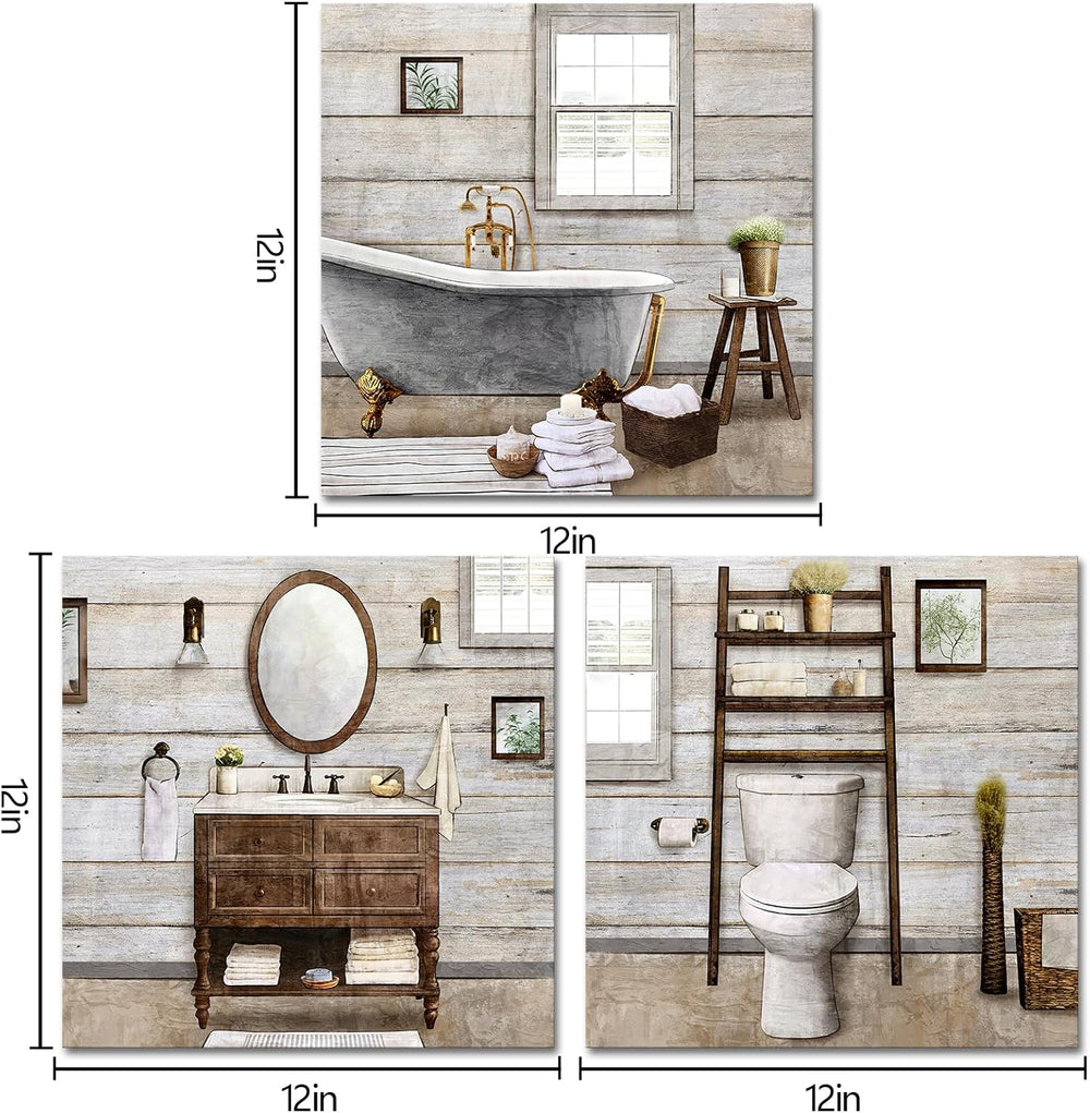 Visual Art Decor Bathroom wall Art Farmhouse Bathroom Decor Painting, Framed ...