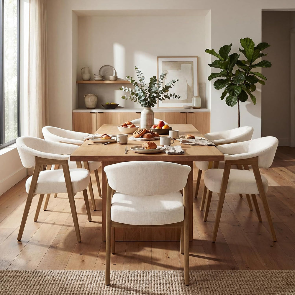 CIMOTA Upholstered Dining Chairs with Arms Set of 6, Mid Century Modern Kitch...