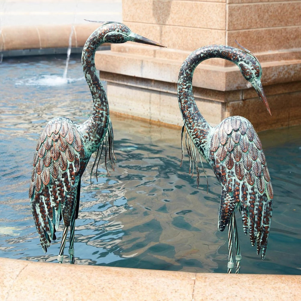 Kircust Garden Crane Statues Metal Heron Outdoor Statue 46 Inch