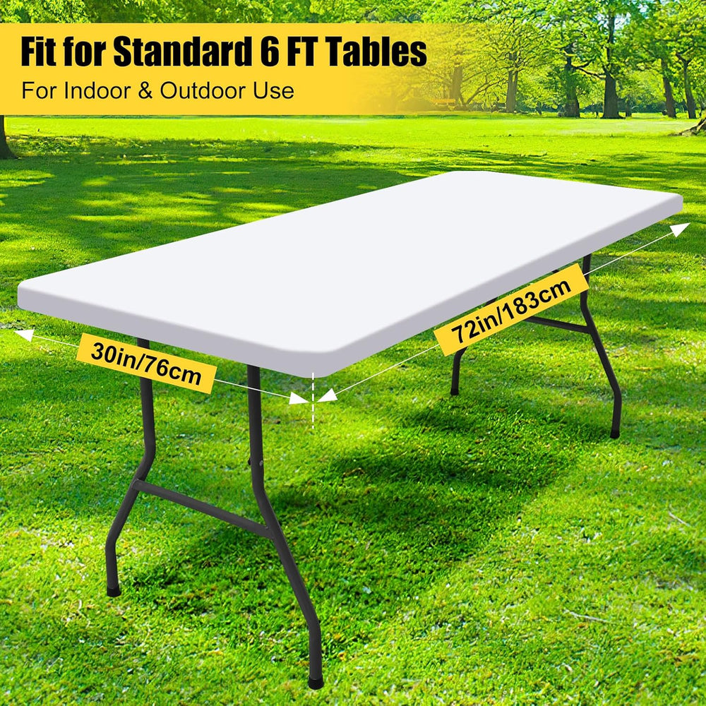 Smiry 4 Pack Elastic Fitted Polyester Tablecloths for 6 Foot Tables