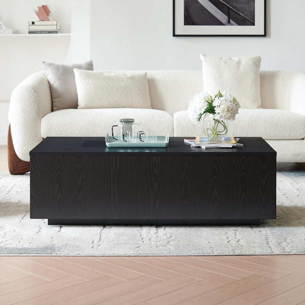 Henn&Hart 48" Modern Coffee Table, Natural Black