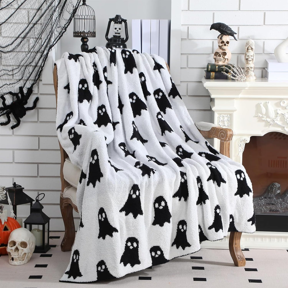 FuWeave 2 Pcs Halloween Ghost Throw Blanket and Pillow Set, 50 x 60 in
