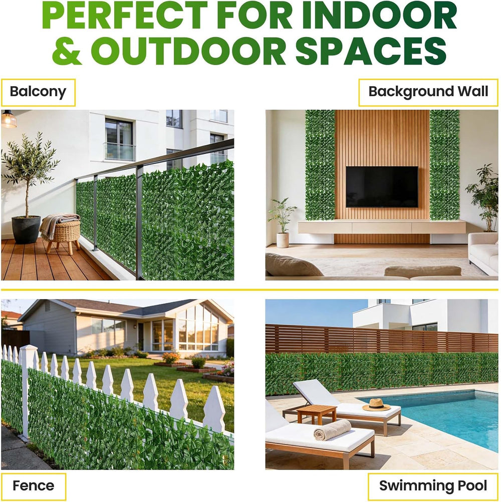 KASZOO 240"x40" Artificial Ivy Privacy Fence Screen - UV-Anti Breat...