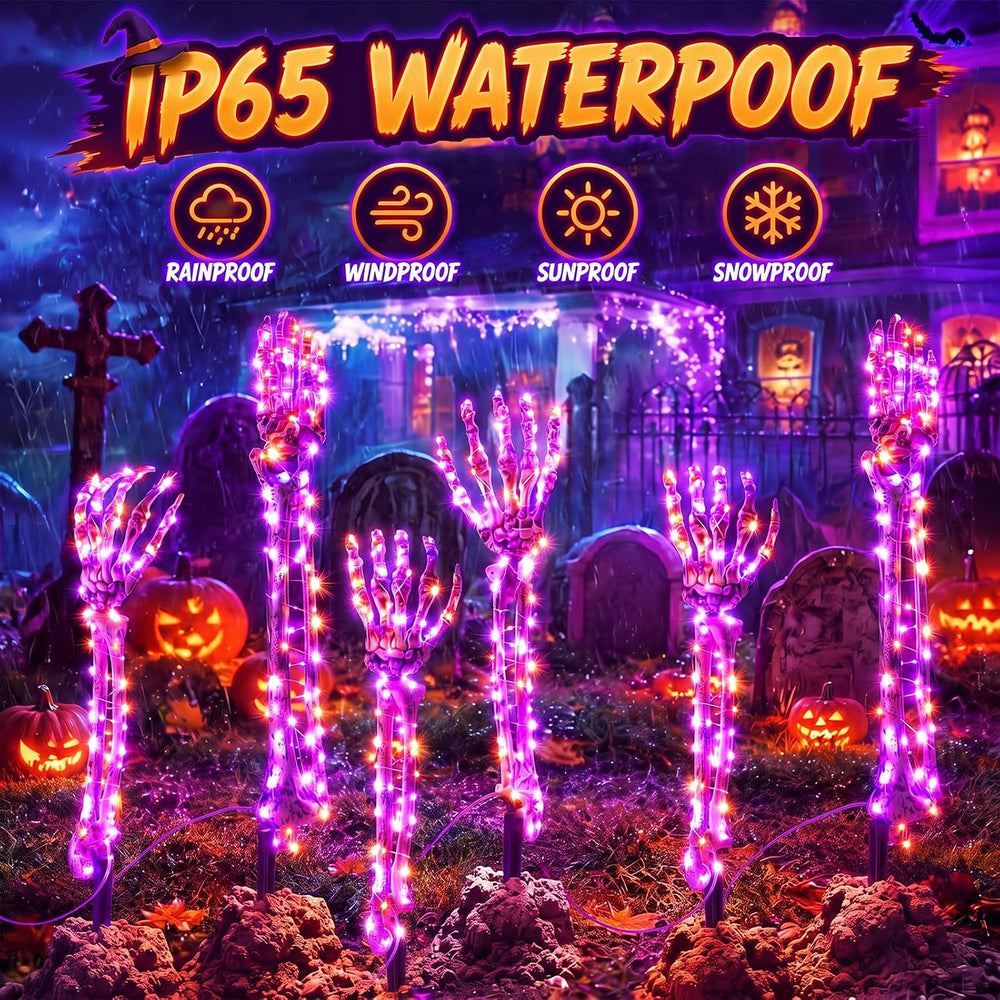 Solar Halloween Yard Decorations 10 Light up Skeleton Arms 500 LEDs 8 Modes