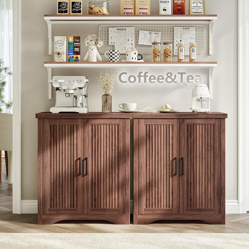 Memobarco Fluted Sideboard Buffet Cabinet with Storage 29.84",Walnut