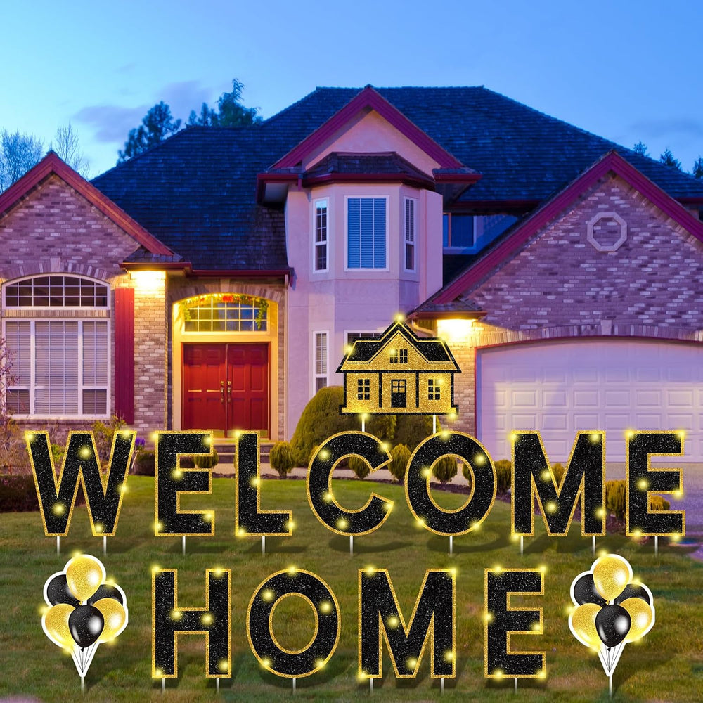 Yerliker 14 Pcs Welcome Home Yard Sign with Stakes LED Light 12.6" Welco...