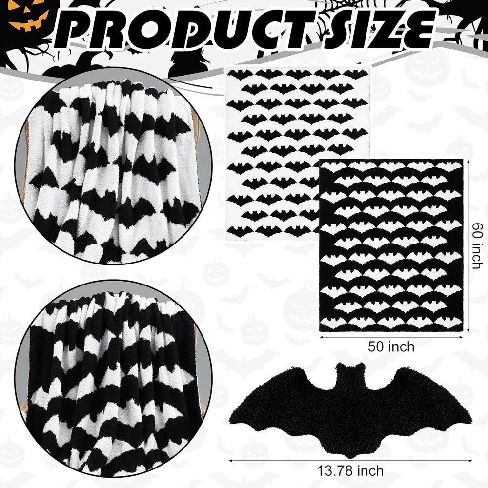 Halloween Bat Throw Blanket and Pillow Set, 50 x 60 Inch