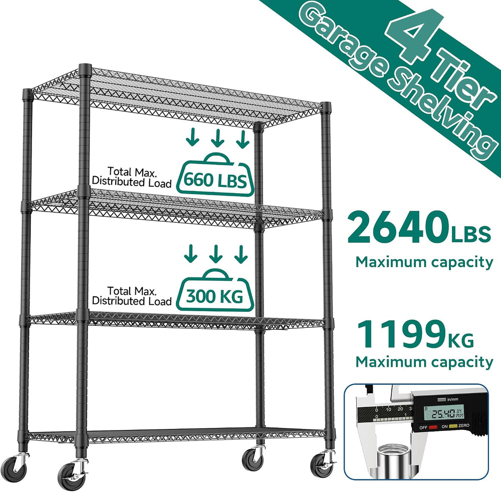 M MZG 2640LBS 53.1" W 4 Tiers Shelf Steel Storage Shelves Shelving Unit ...