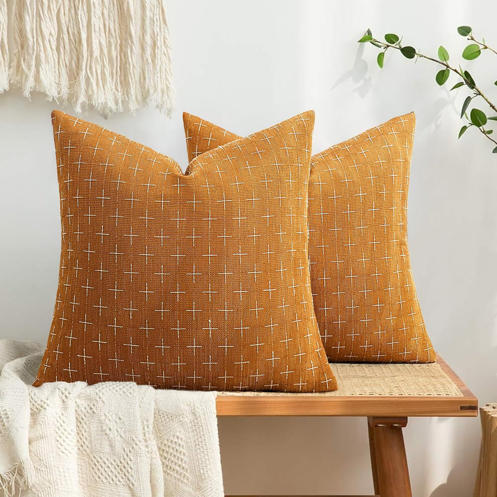 MIULEE Pack of 2 Decorative Burlap Linen Spring Throw Pillow Covers Farmhouse...