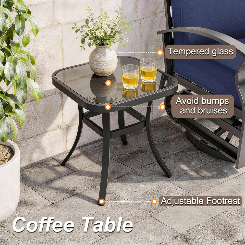 Gotland 5 Piece Patio Set, Aluminum Outdoor Swivel Chairs Set of 2 with 2 Ott...