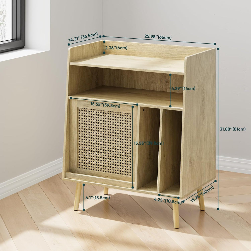 Kiasthome Record Player Stand, Vinyl Record Storage Cabinet Up to 150 Albums,...