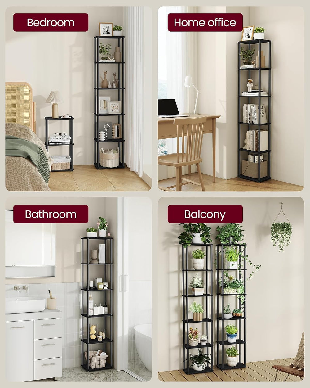 VASAGLE 6-Tier Shelf, Storage Shelves, Bookcase with Shelves, Living Room