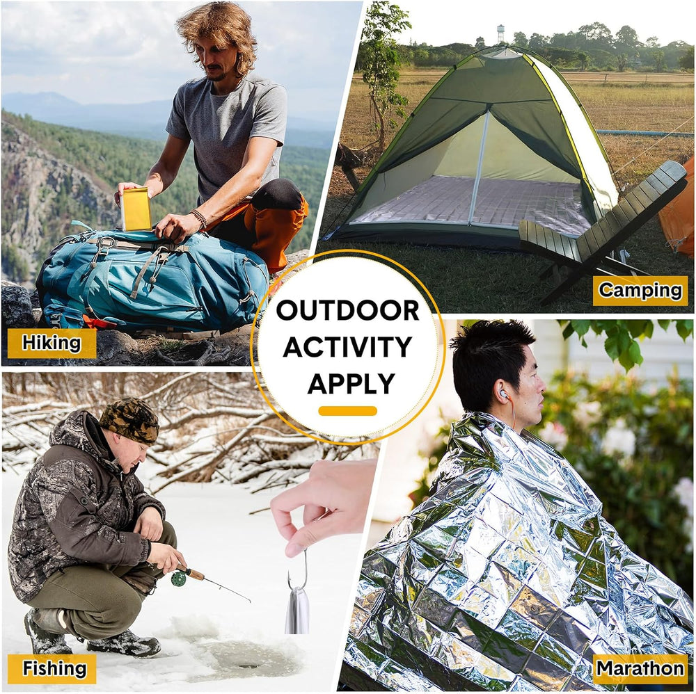 Copkim 100 Pcs 83 x 55 Emergency Foil Blankets for Survival, Gold Silver