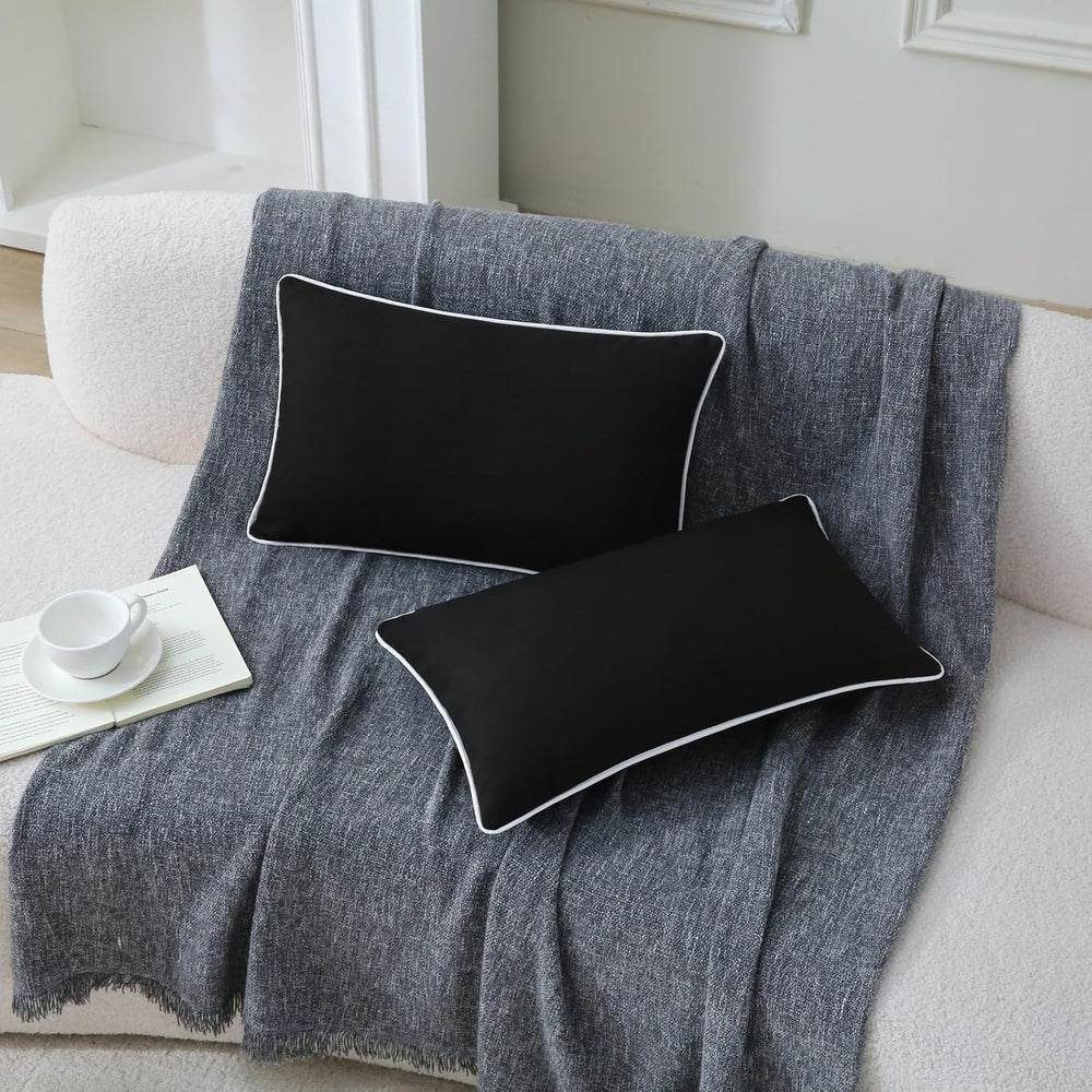 Outdoor Pillows with Inserts Set of 2 Waterproof Pillow with Piping