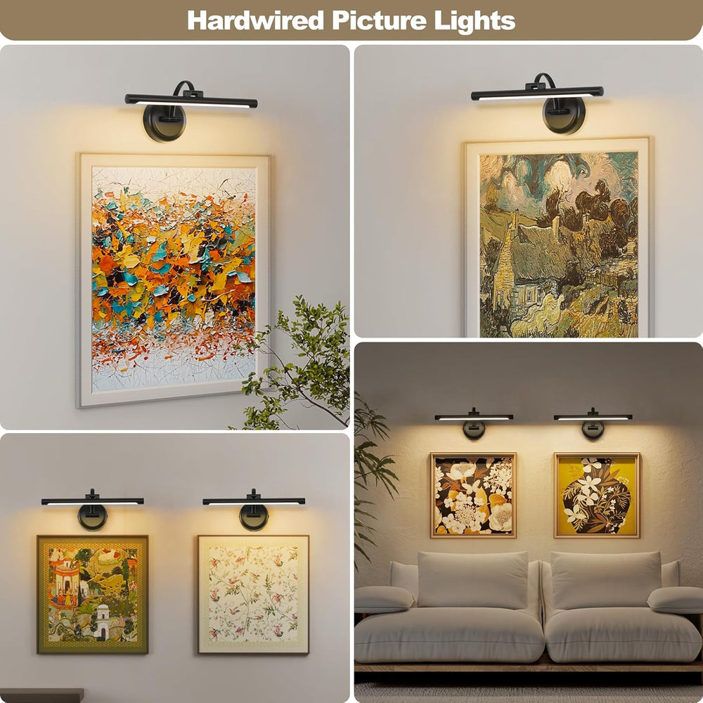 Tassuowell Hardwired Picture Ligh (Black Hardwired, 15.75 inch Dimmable)