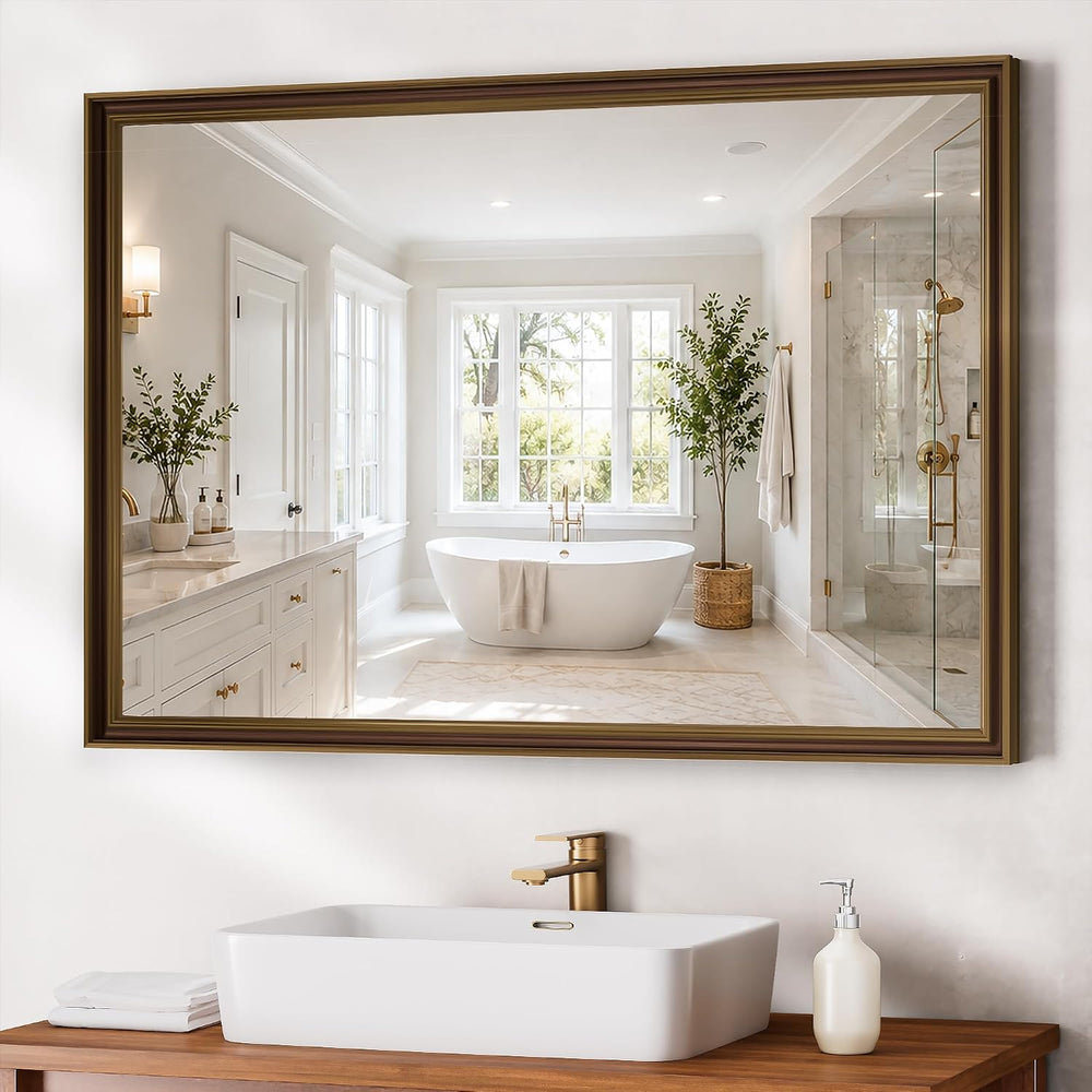 Farmhouse Bathroom Wood Frame Mirror 40" x 30"