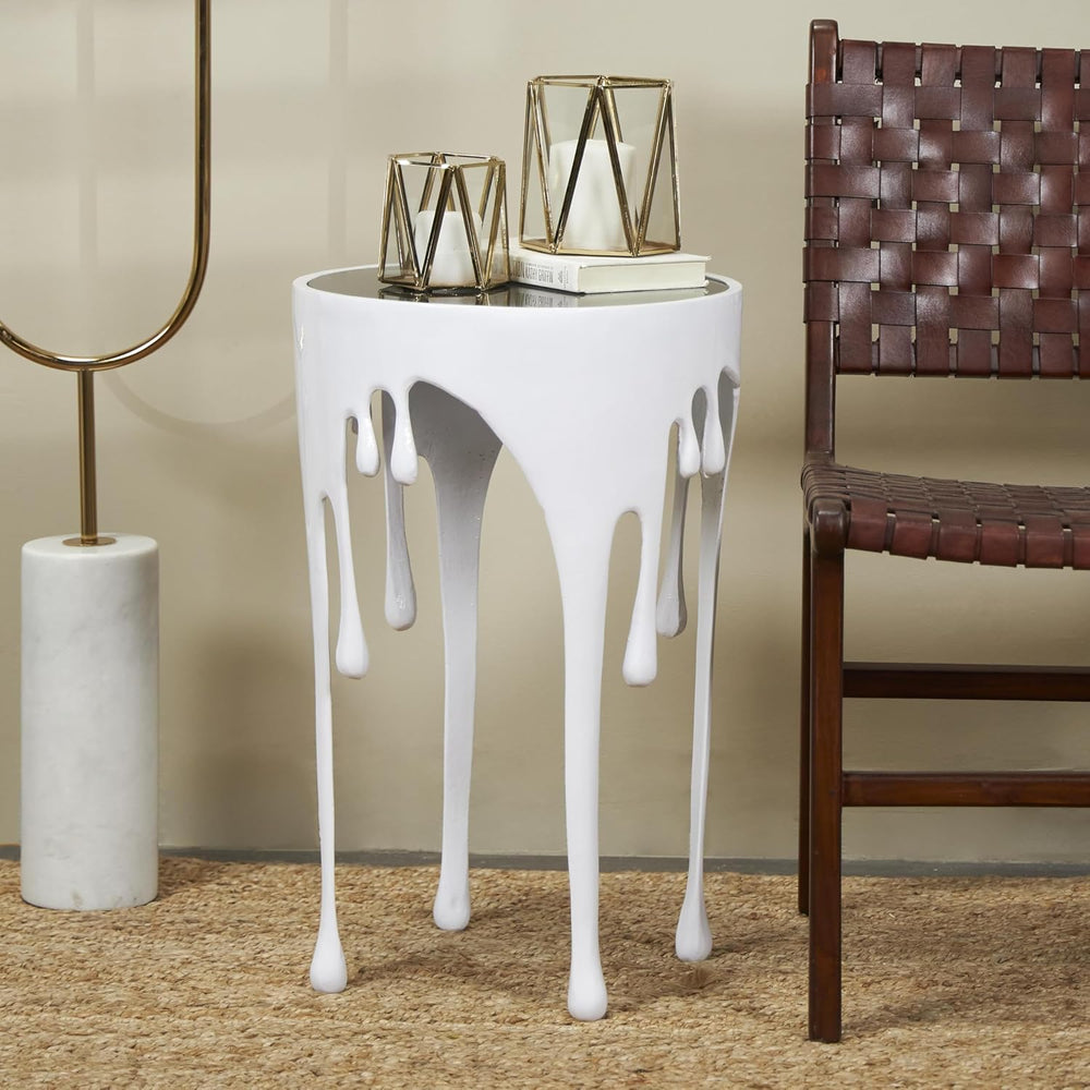 Deco 79 Aluminum Metal Abstract Side Table 16" x 16" x 25", White