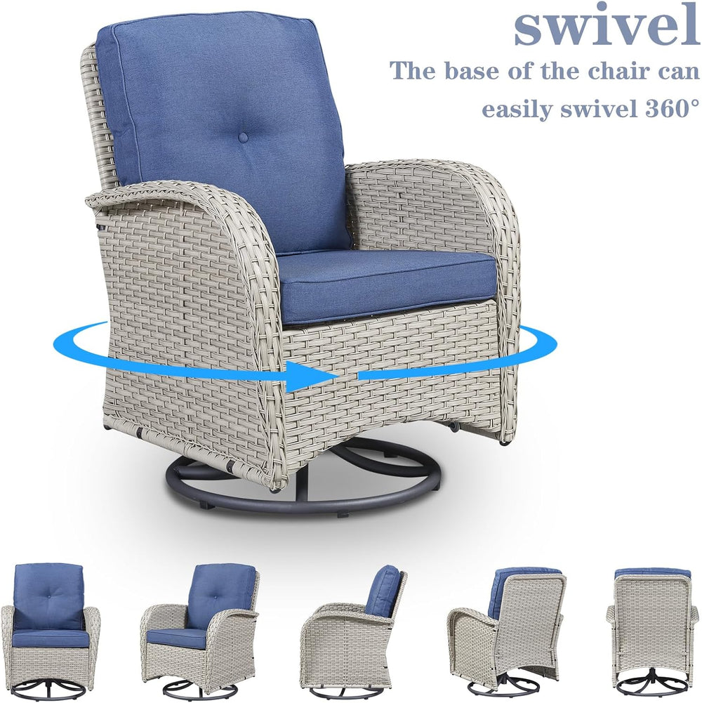 Belord Patio Wicker Chairs Swivel Rocker - Outdoor Swivel Rocking Chairs Set ...