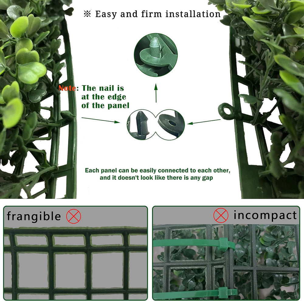 Bybeton Artificial Grass Wall Panels,10"x 10" (12pc) UV-Anti Boxwoo...