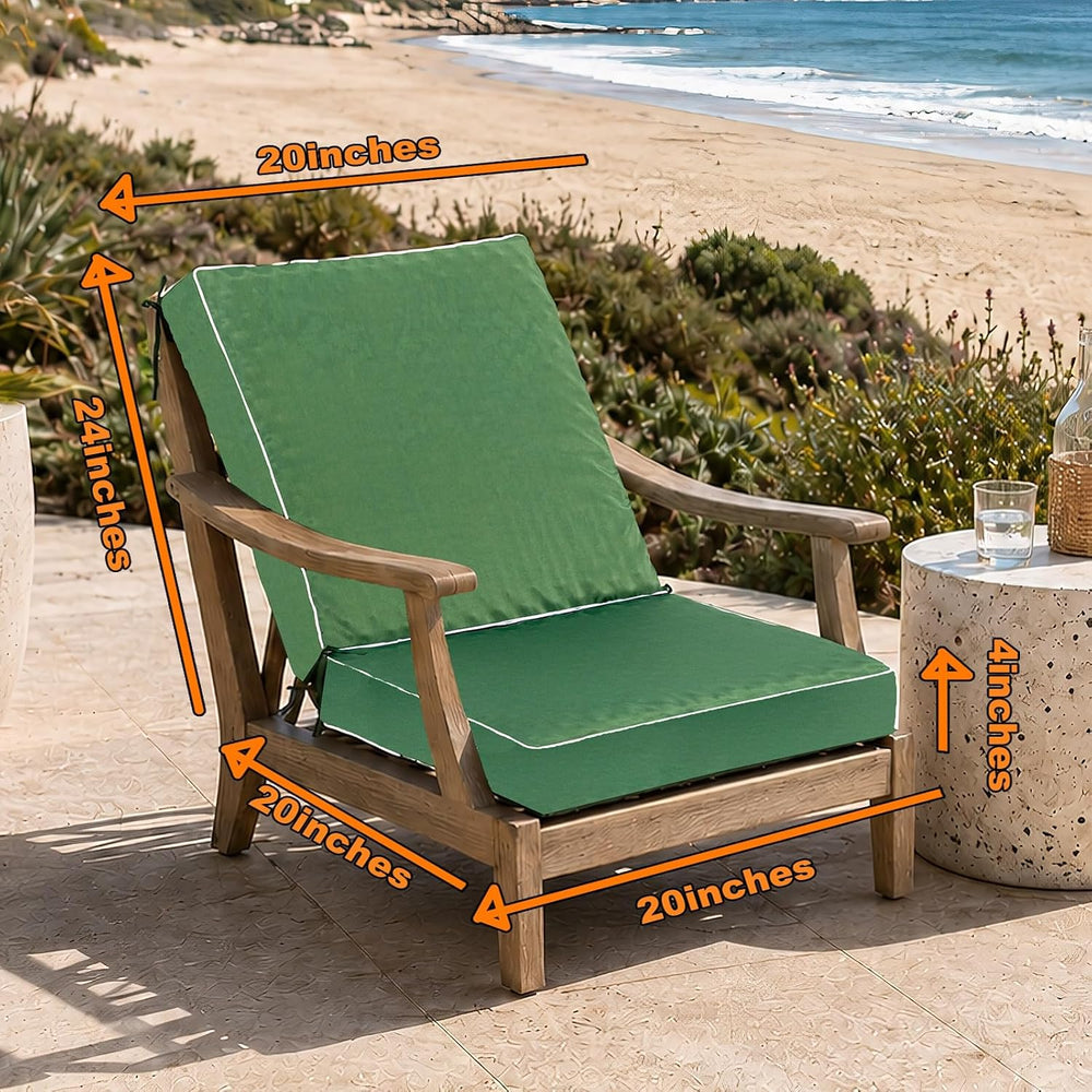 Outdoor Deep Seat Cushion Set, Green, 20x20x4, 2-Pack