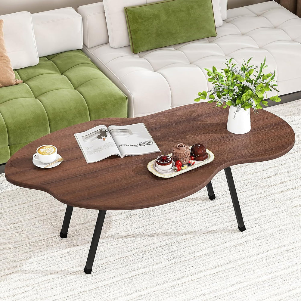 Foldable Coffee Table Cloud Shape Portable for Small Spaces,Walnut