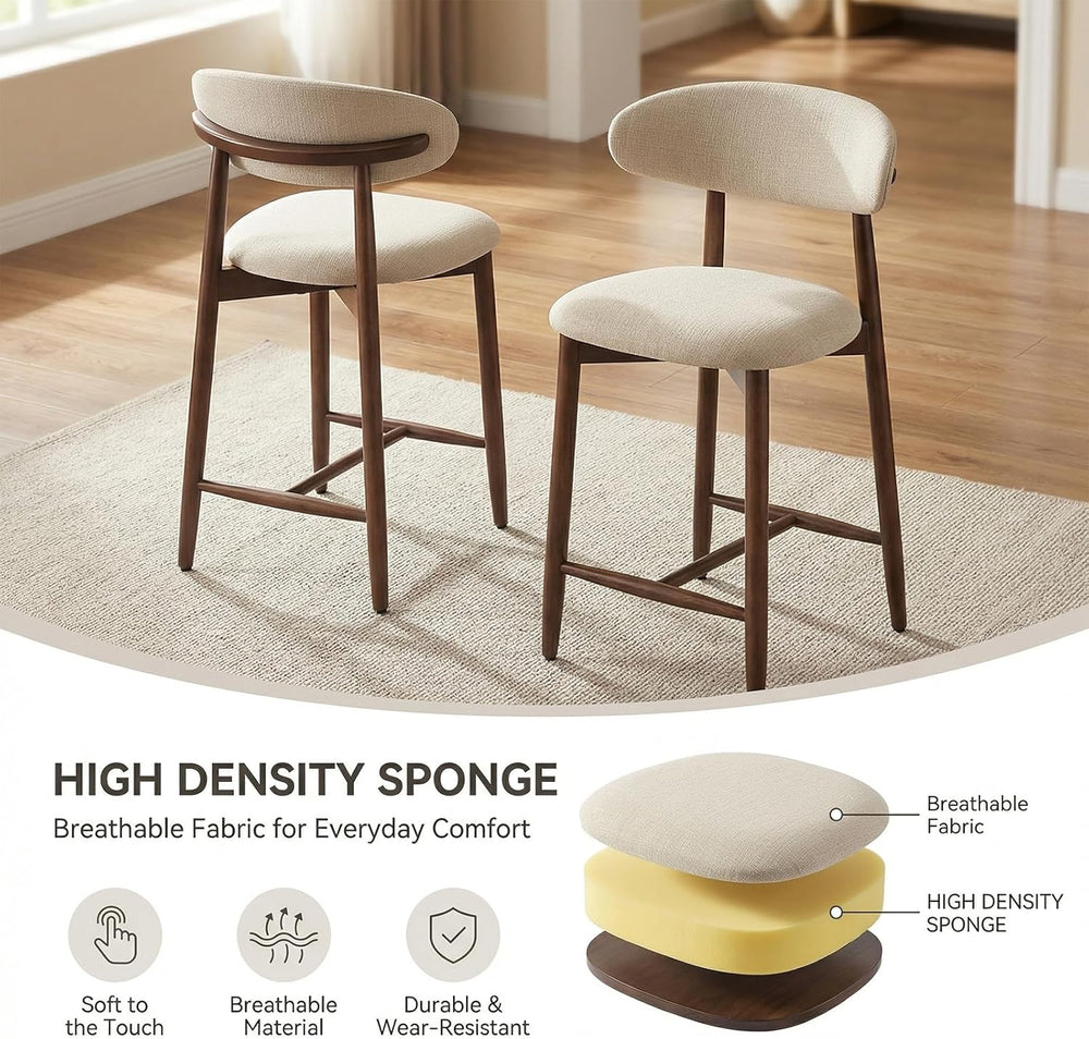 MALOL Counter Height Bar Stools Set of 3, Kitchen Bar Stools with Back, Mid C...
