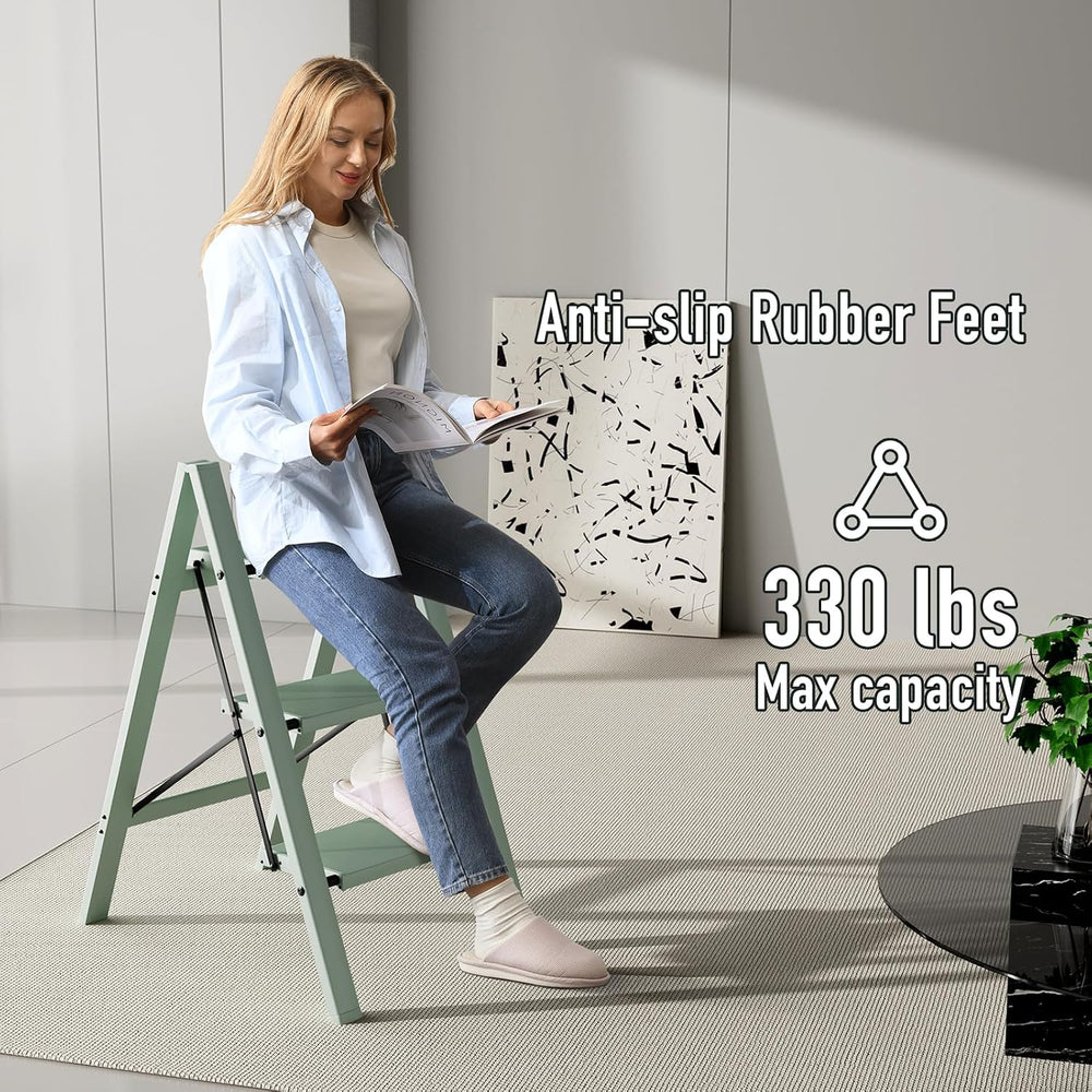 Mayi Plus 3 Step Stool Foldable, Aluminum, Lightweight Step Ladder