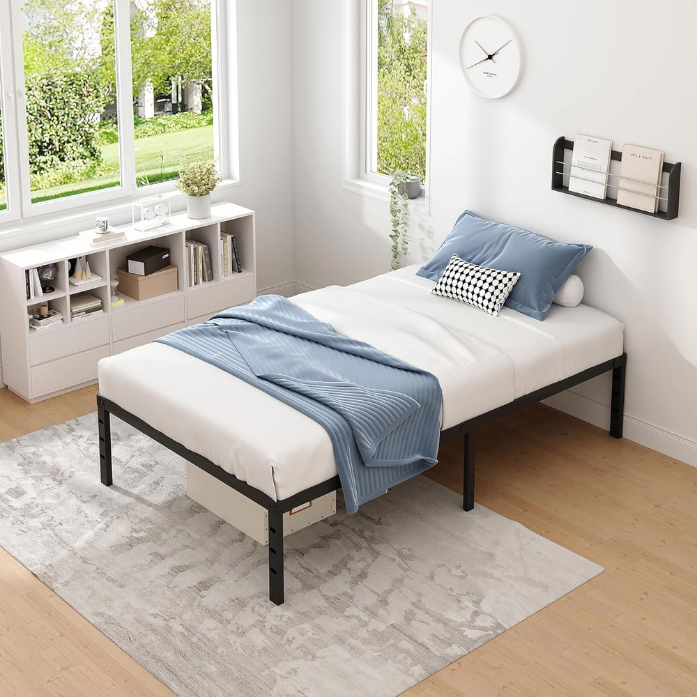 NEW JETO Metal Bed Frame,Twin Size Bed Frame with Storage Space,14 Inch