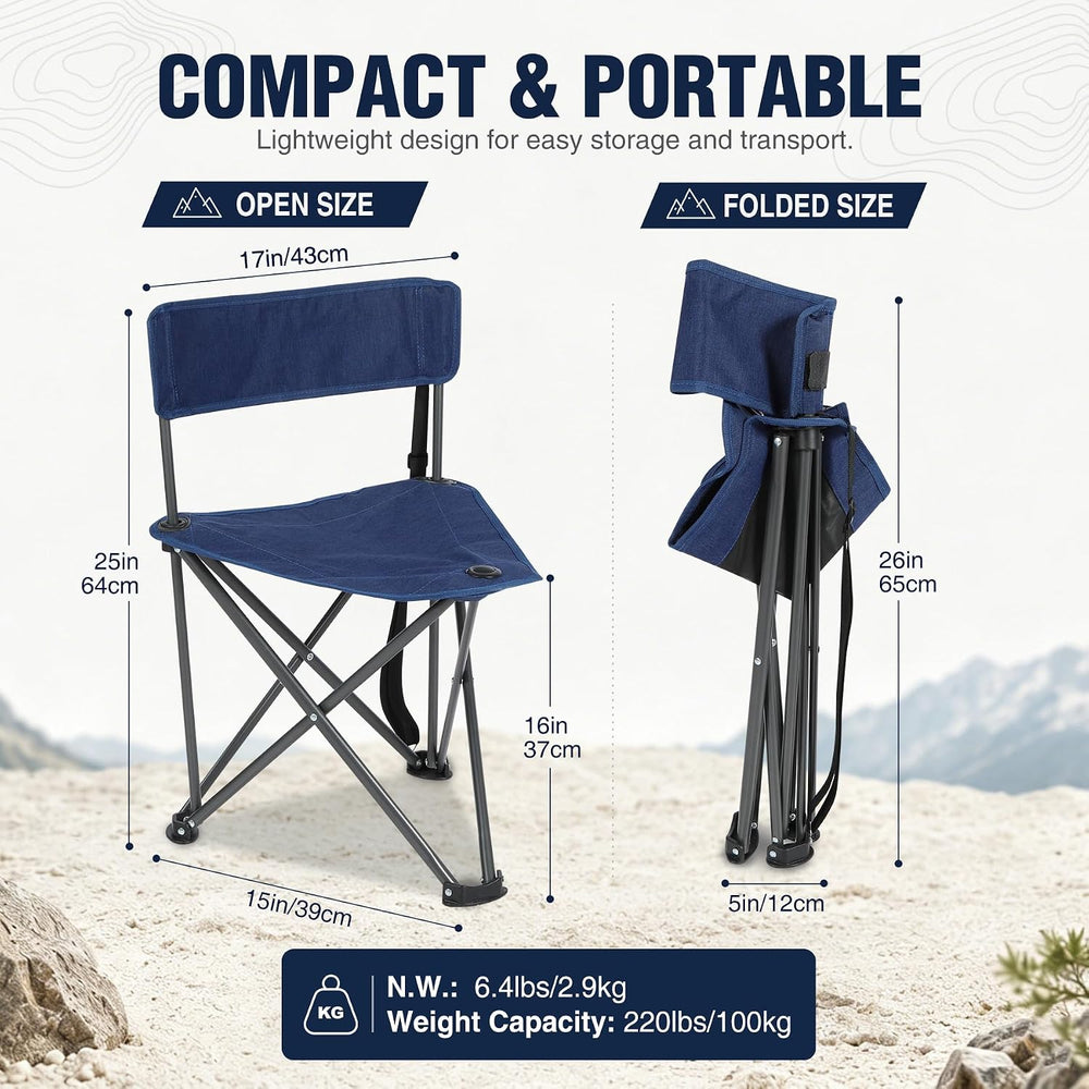 RedSwing Folding 3 Legged Tripod Chair,Dark Blue 2 Pack