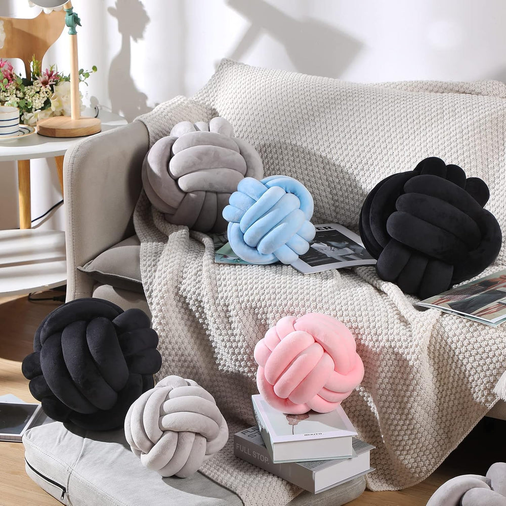 Namalu 10.6 Inches 2 Pcs Knot Pillow Decorative Throw Pillow, Black