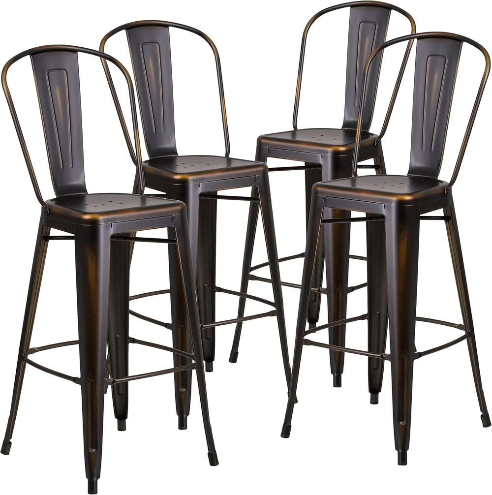 Flash Furniture Commercial Grade 30" High Distressed Copper Metal Indoor...