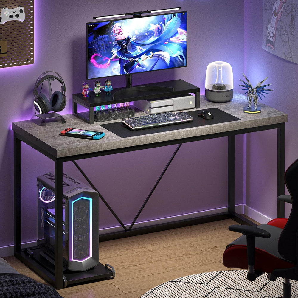 FOLUBAN Modern Home Office Desk, Industrial Vintage Computer Desk, Rustic Woo...