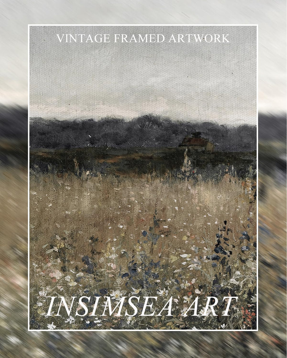 InSimSea Extra Large Framed Wall Art, Flower Meadow Prints, 24x48inch