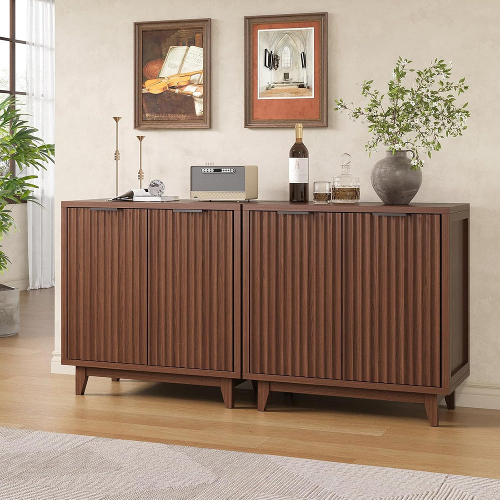 Befrases Buffet Cabinet with Storage Fluted Sideboard Accent Modern Credenza ...