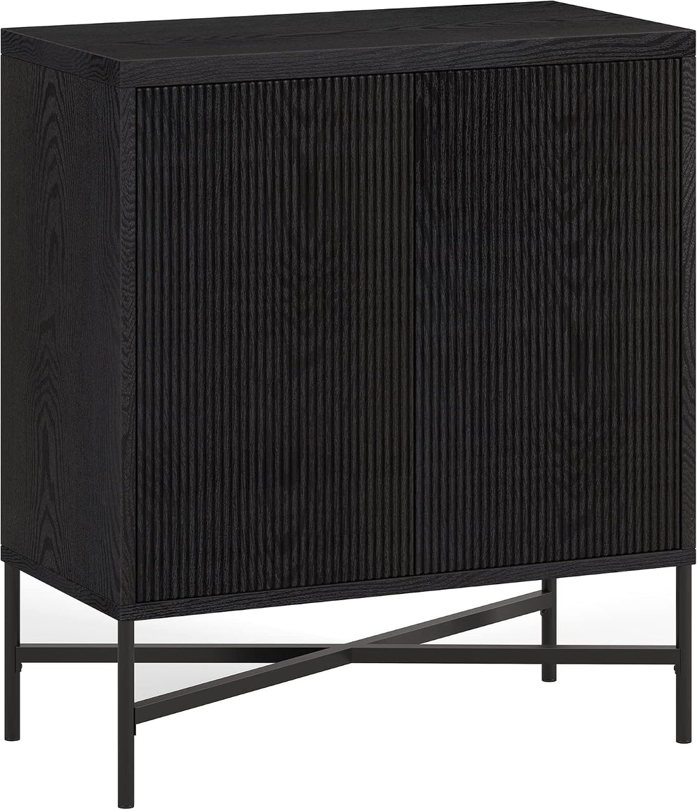 Henn&Hart 28" Fluted Accent Cabinet, Sideboard Buffet, Natural Black