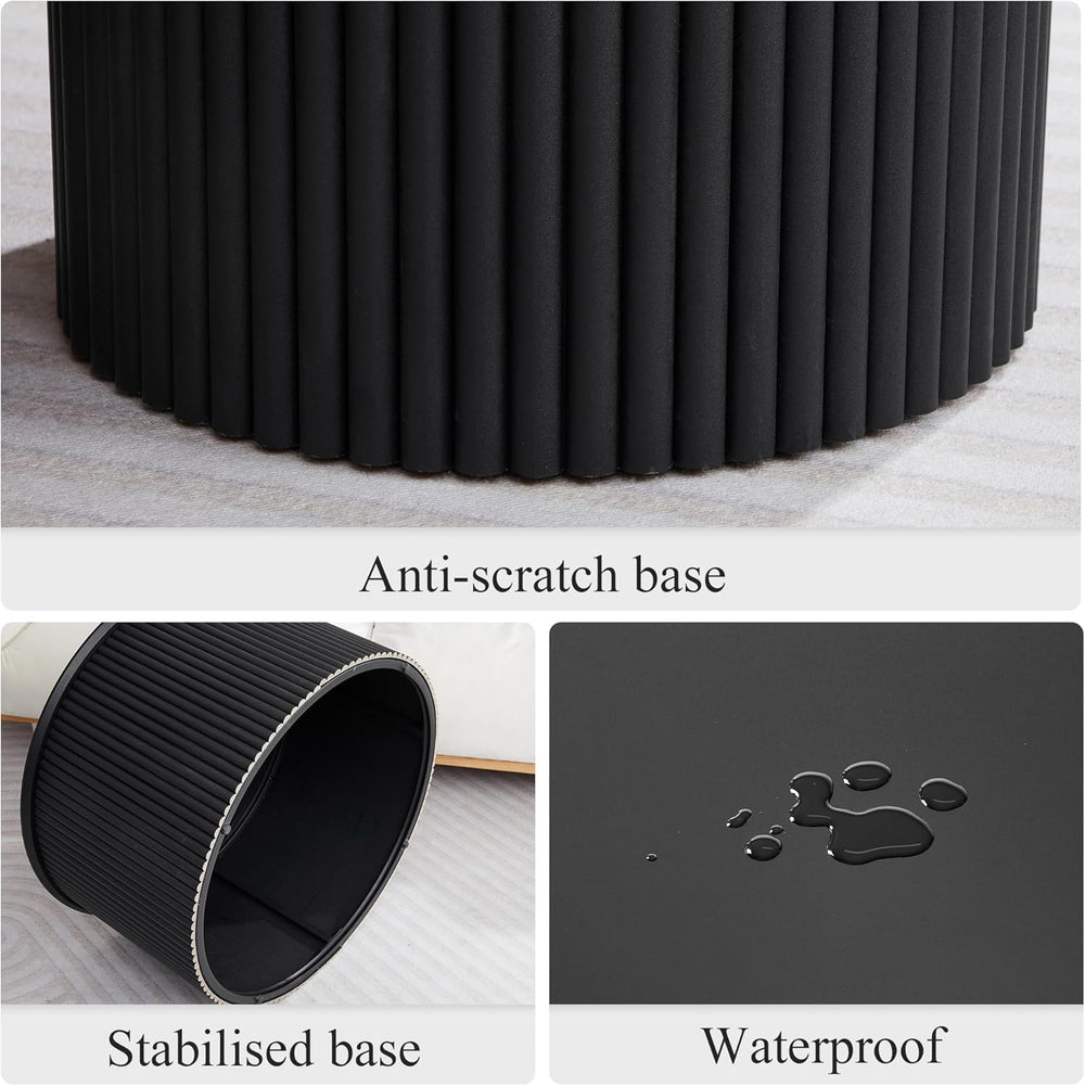 Fluted Round Nesting Coffee Table Set of 2 Circle Center Table Living Room