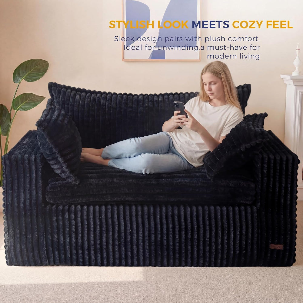 MAXYOYO Boneless Couch, 59-Inch Couch in a Box, Deep Loveseat