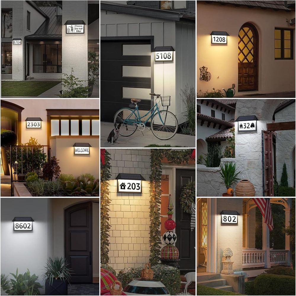 ASOMST Solar Address Sign, Lighted House Numbers Waterproof, 3-Light Modes