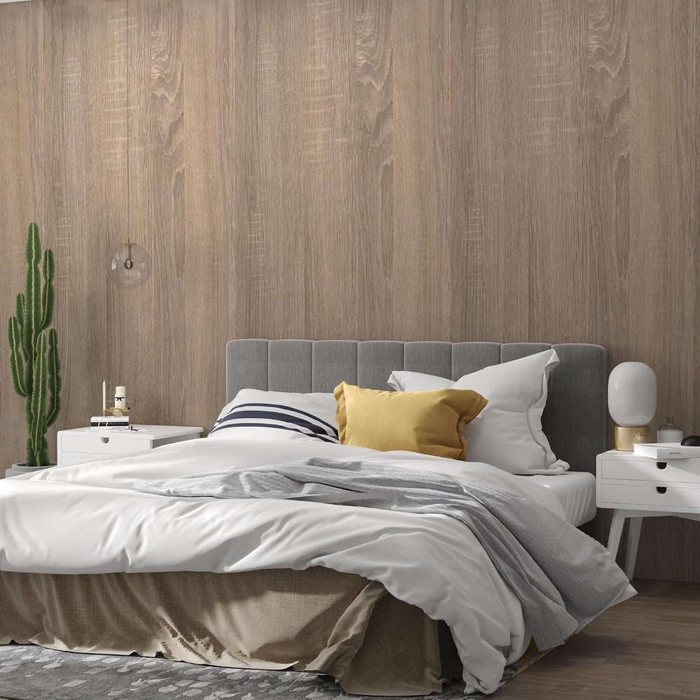 JSEVEM 24"×197" Light Brown Wood Grain Wallpaper Peel and Stick Woo...