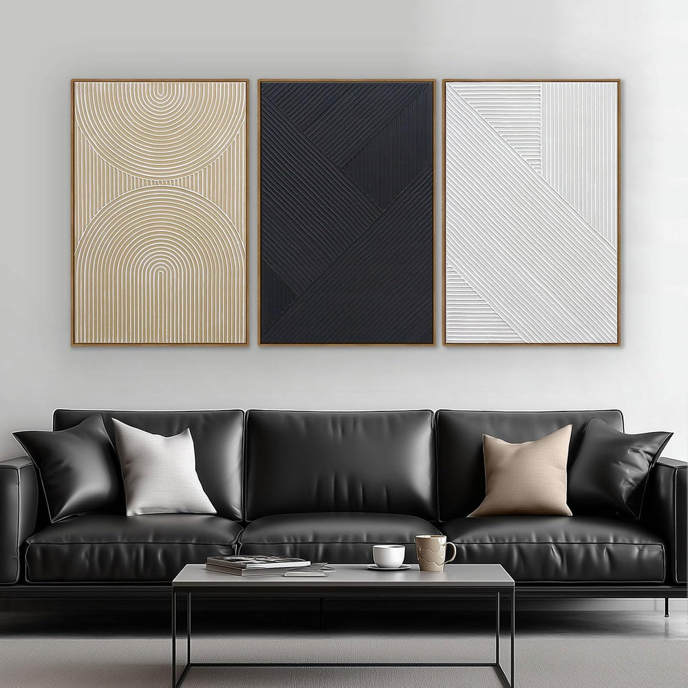 Zessonic Neutral Textured 3D Boho Abstract Hand-Painted Wall Art, 16"x24...
