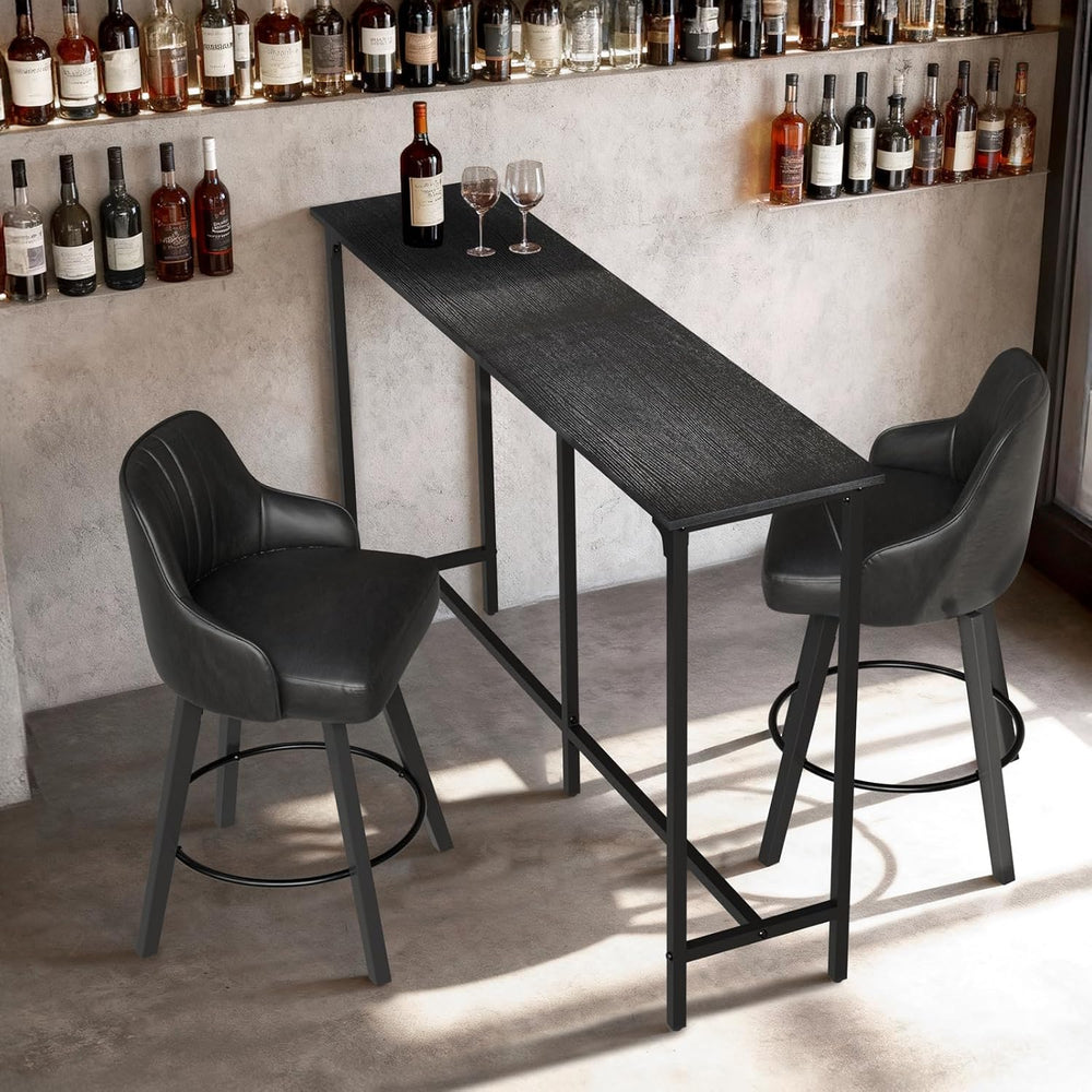 VINGLI 63 Inch Bar Table, Rectangular Counter Height Home Pub Table, Black