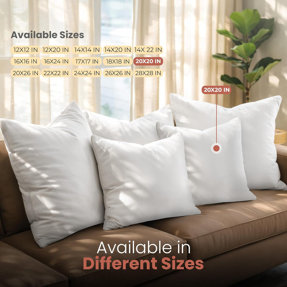 Utopia Bedding 20x20 Pillow Inserts, White Throw Pillows for Couch, 2 Pack