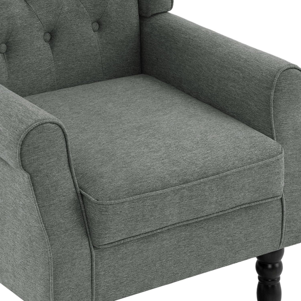 High Back Accent Chairs Set of 2, Wingback Armchair in Fabric, Gray