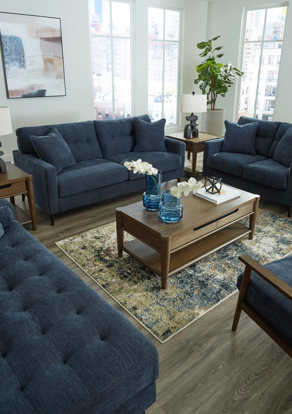 Signature Design by Ashley Bixler Mid-Century Modern Tufted Right-arm Facing ...
