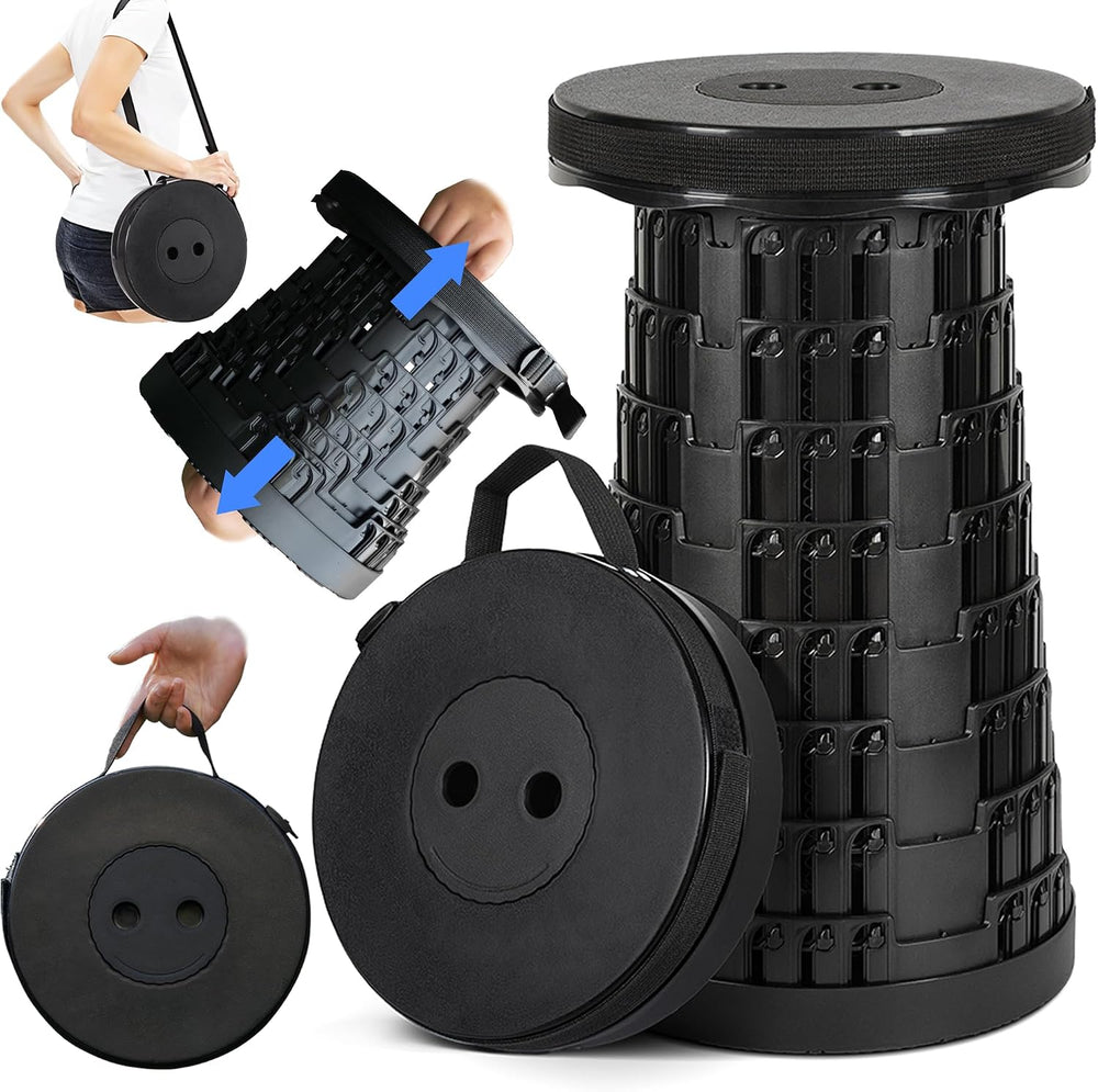Collapsible Stool Max 620lbs & 3-in-1 Cushioned Carry Bag, Portable Teles...