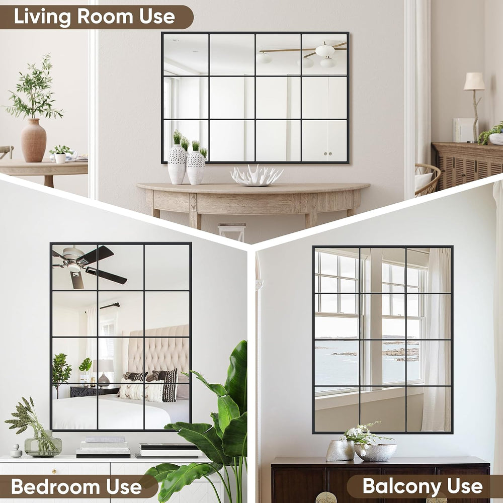 Suidia Wall Mirror, 30" x 40" Window Decorative Mirrors, Metal Fram...