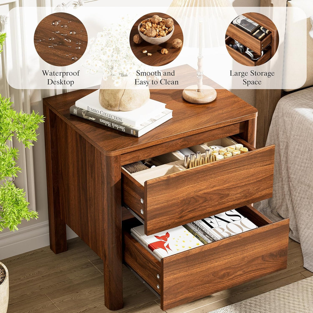 Furniway Mid Century Coffee Table Set, Living Room Table Set of 3 with Slidin...