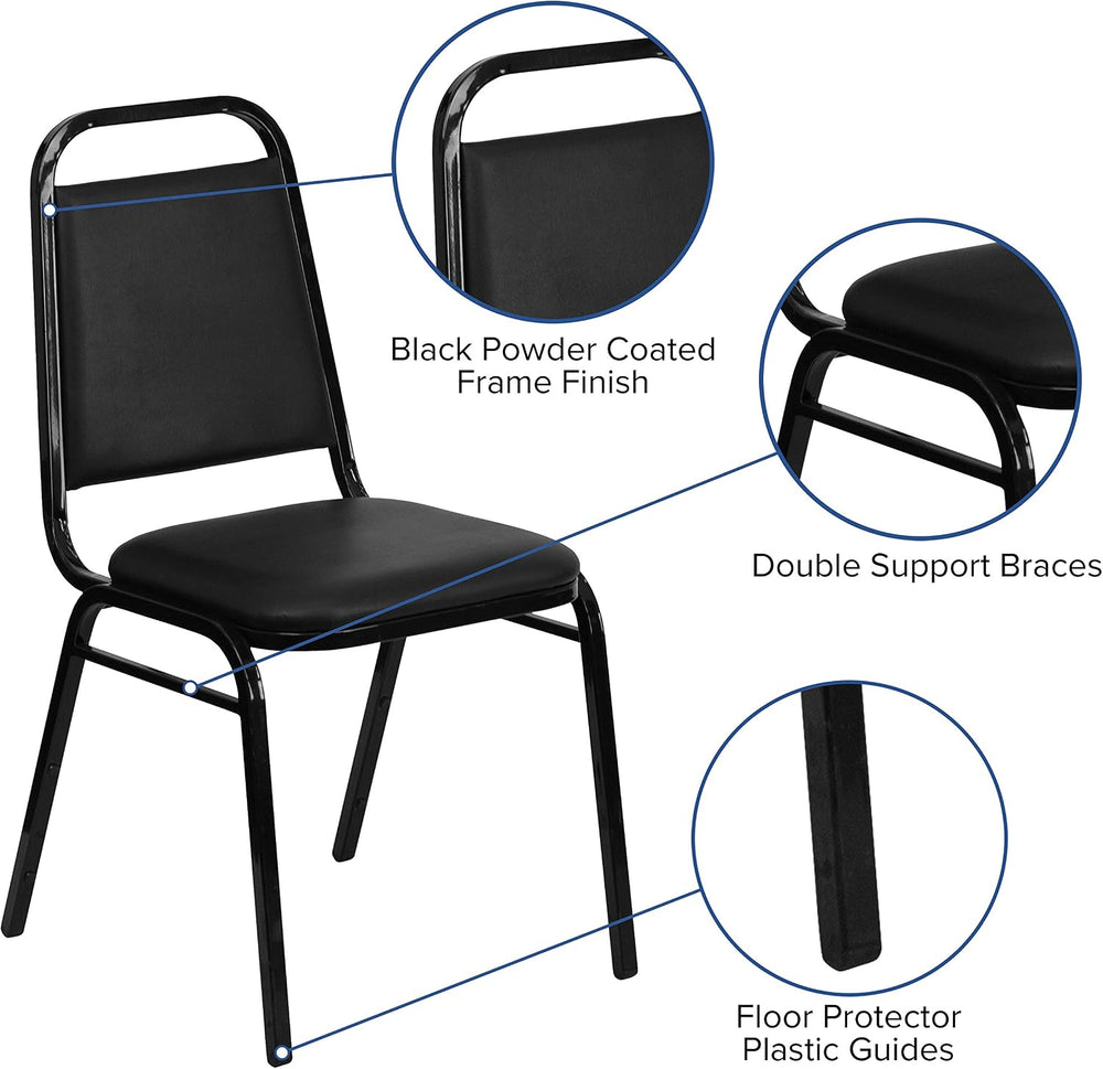 Flash Furniture Hercules Trapezoidal Back Stackable Banquet Chair, Black